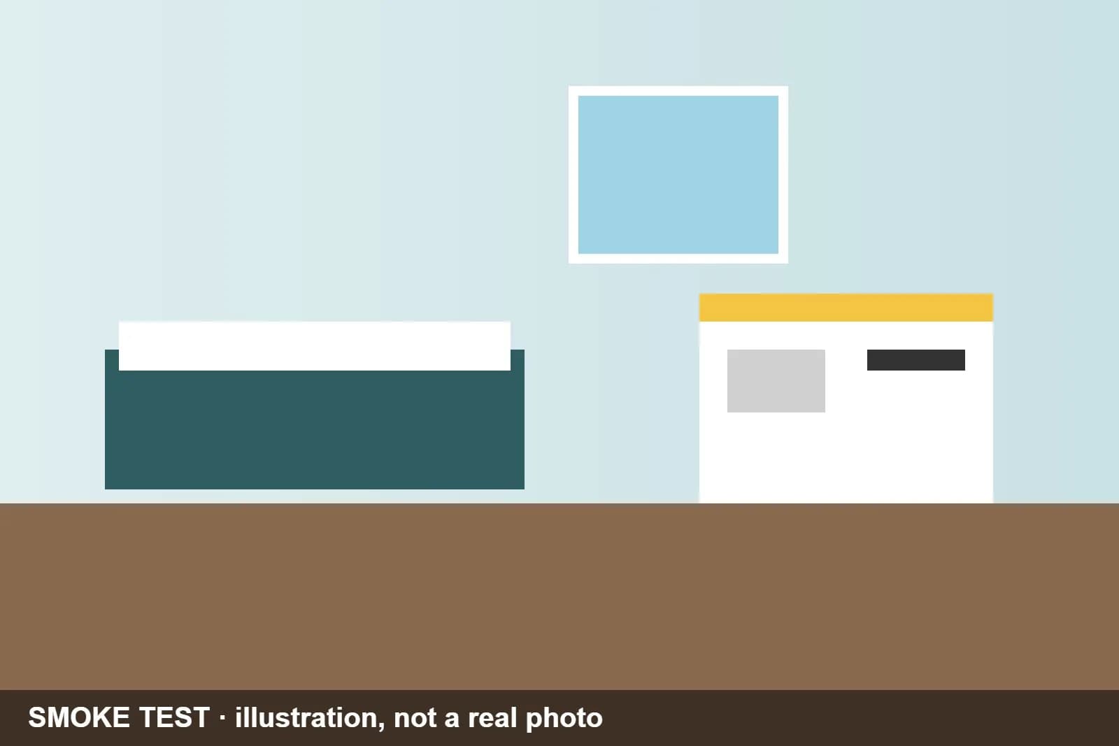 Illustration of a studio with a bed, a kitchenette and a window (smoke test)